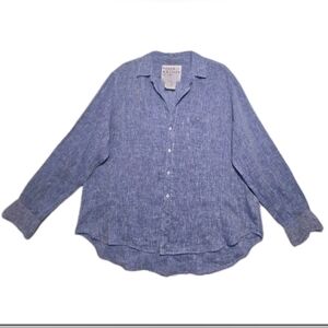 Frank & Eileen Women's Button-Up Shirt "Eileen" Blue Linen Size Extra Large